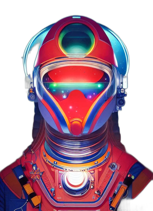 robot, mask, face, jacket, concept art, cyberpunk, vaporwave, comic book art transparent PNG cut-out