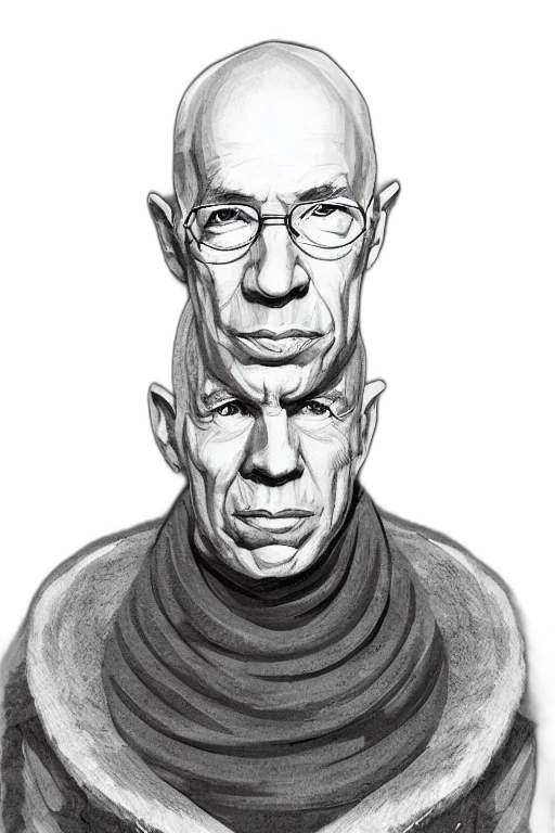 mask, face, staff, crown, comic book art, concept art, pencil sketch, photorealistic transparent PNG cut-out