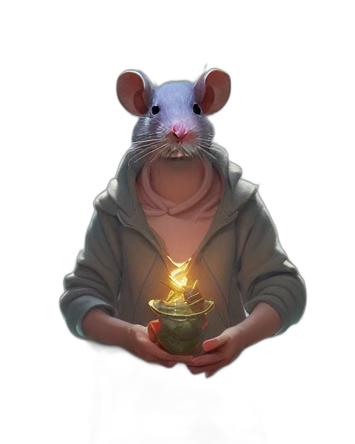 jacket, hat, animal, creature, concept art, 3d render, fantasy art, photorealistic transparent PNG cut-out