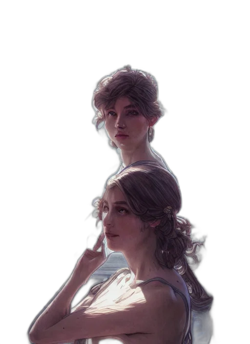 dress, crown, face, jewelry, concept art, fantasy art, photorealistic, oil painting transparent PNG cut-out