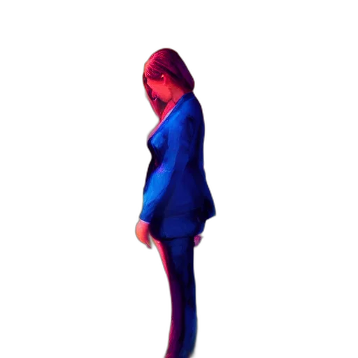 jacket, dress, staff, robot, 3d render, vaporwave, concept art, pixel art transparent PNG cut-out