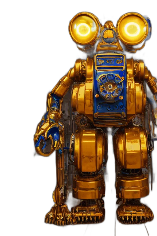 robot, concept art, 3d render, golden, portrait, photo, giant, huge transparent PNG cut-out