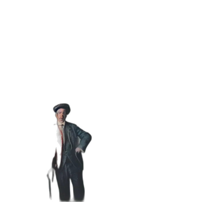 staff, jacket, umbrella, hat, concept art, 3d render, pixel art, cartoon transparent PNG cut-out