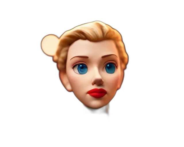 face, 3d render, cartoon, pixel art, concept art, scarlett, johansson, figurine transparent PNG cut-out