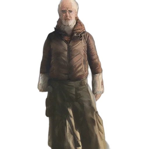 jacket, staff, concept art, fantasy art, 3d render, photorealistic, earth tones, portrait transparent PNG cut-out