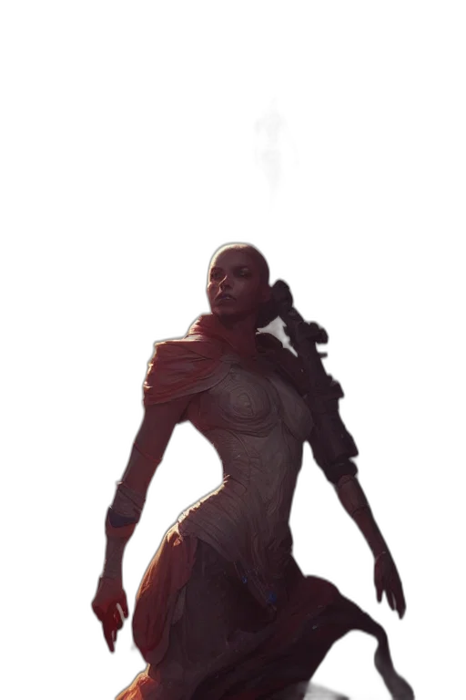 dress, staff, robot, creature transparent PNG cut-out