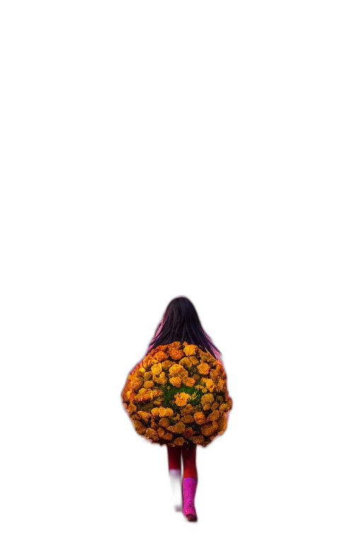 flower, crown, hair, umbrella, 3d render, photorealistic, pixel art, concept art transparent PNG cut-out