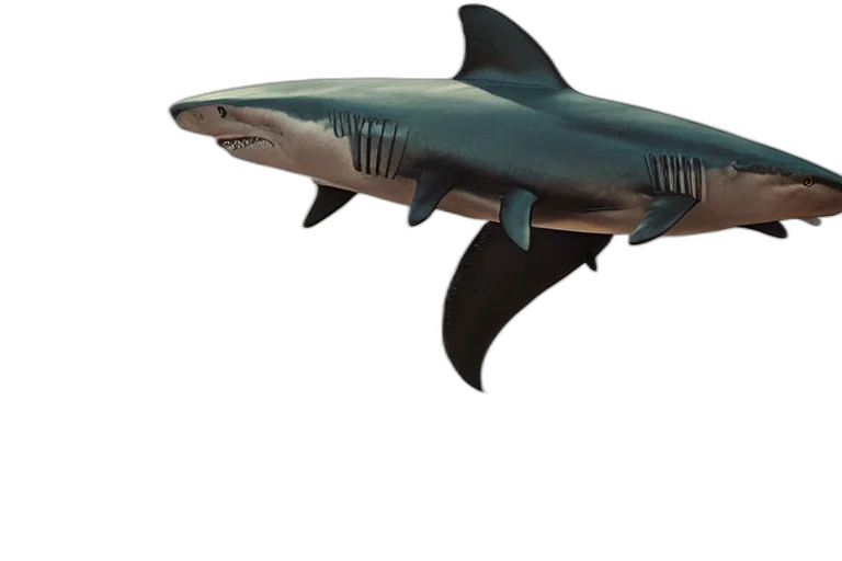 animal, creature, 3d render, concept art, photorealistic, underwater, shark, blimp transparent PNG cut-out