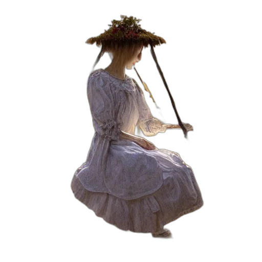 dress, staff, hat, umbrella, concept art, photorealistic, fantasy art, 3d render transparent PNG cut-out
