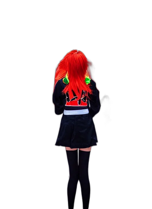 jacket, dress, hair, staff transparent PNG cut-out