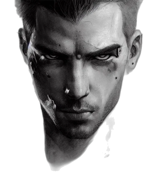 face, mask, concept art, photorealistic, comic book art, cyberpunk, monochrome, brutal transparent PNG cut-out