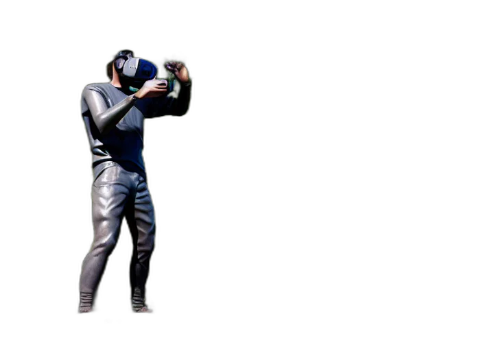 weapon, robot, jacket, mask, concept art, 3d render, photo, still transparent PNG cut-out