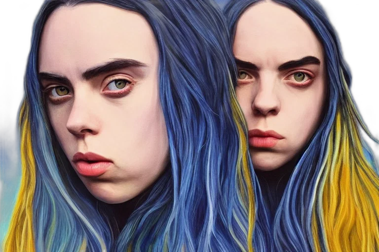 hair, face, creature, photorealistic, fantasy art, concept art, watercolor, blue transparent PNG cut-out