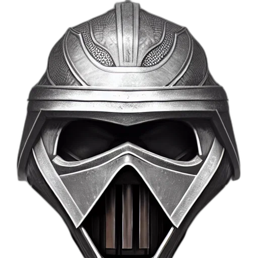 mask, face, weapon, concept art, fantasy art, comic book art, photorealistic, monochrome transparent PNG cut-out