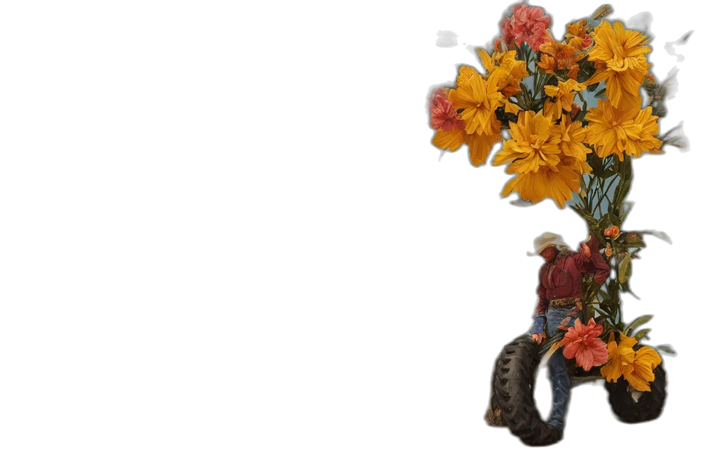 flower, crown, staff, robot transparent PNG cut-out