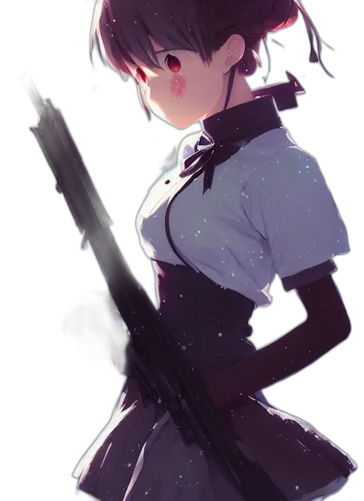 weapon, staff, sword, dress, anime, concept art, cyberpunk, watercolor transparent PNG cut-out