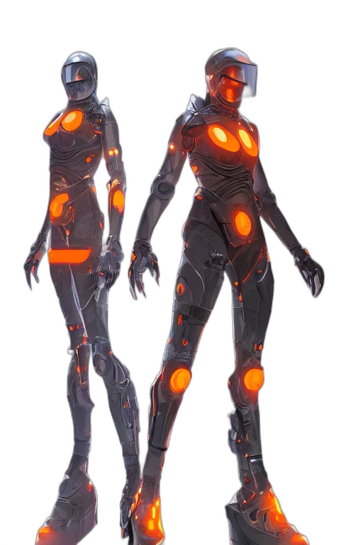 robot, concept art, cyberpunk, 3d render transparent PNG cut-out