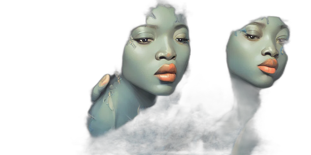 face, mask, creature, photorealistic, fantasy art, concept art, 3d render, underwater transparent PNG cut-out