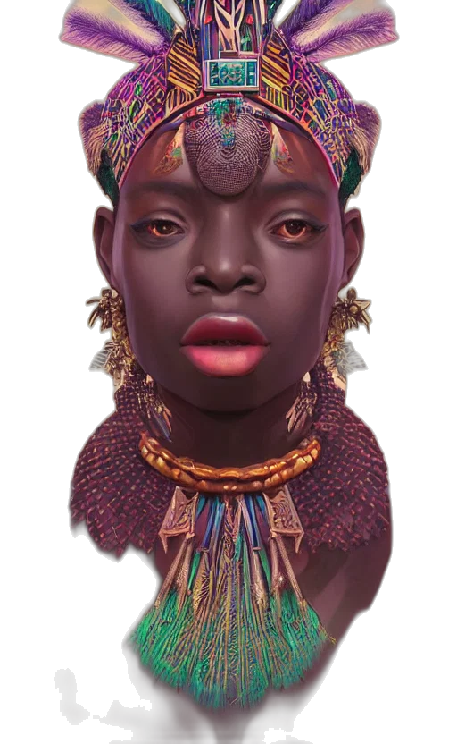 face, jewelry, mask, crown, photorealistic, concept art, 3d render, fantasy art transparent PNG cut-out