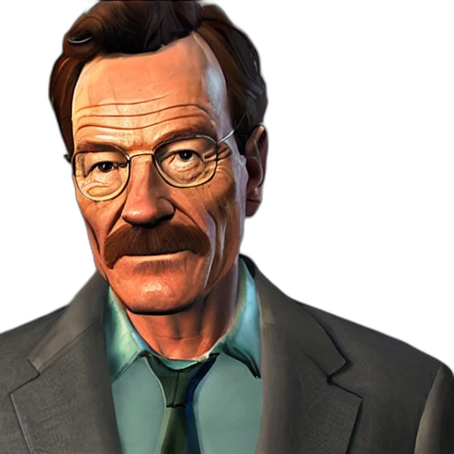 face, staff, 3d render, concept art, photorealistic, cartoon, bryan, cranston transparent PNG cut-out