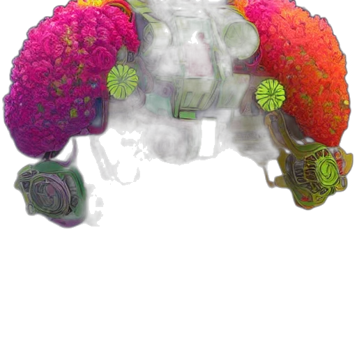 crown, flower, robot, jewelry, concept art, 3d render, colourful, vfx transparent PNG cut-out