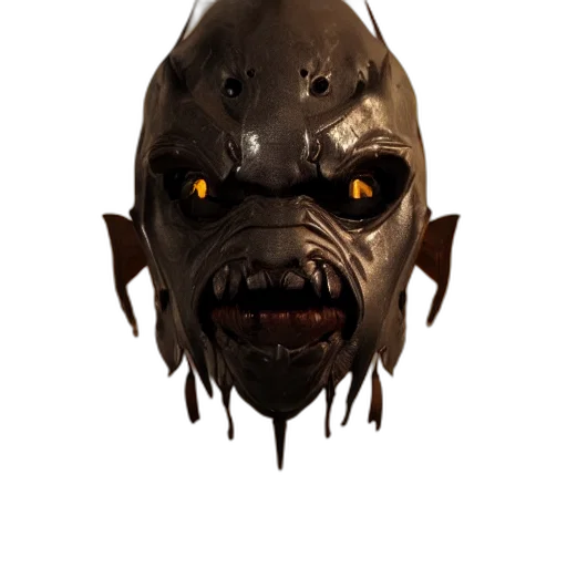 mask, creature, face, staff, concept art, fantasy art, 3d render, photorealistic transparent PNG cut-out