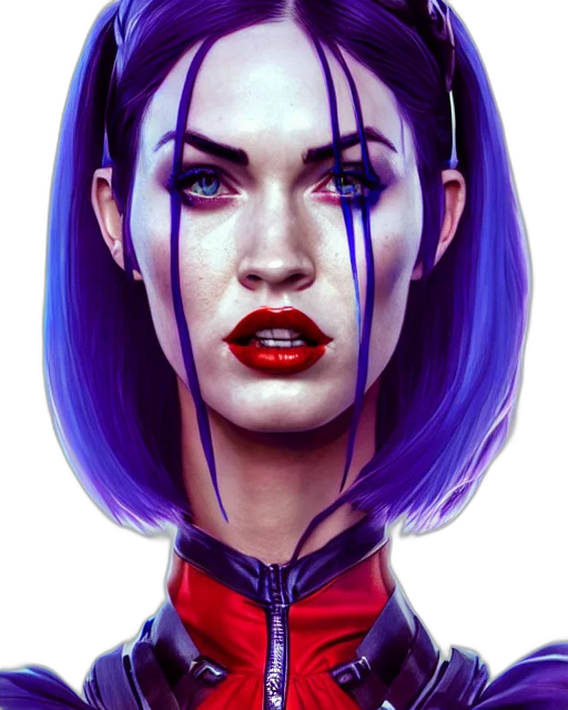 face, fantasy art, comic book art, cyberpunk, concept art, neon lights, blue, colorful transparent PNG cut-out