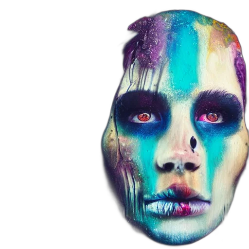 mask, face, photorealistic, watercolor, colorful, neon, mixed, media transparent PNG cut-out