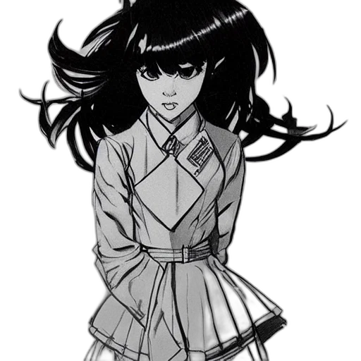 dress, jacket, creature, staff transparent PNG cut-out