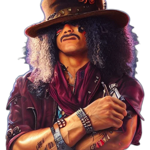 hat, staff, jewelry, photorealistic, concept art, fantasy art, comic book art, slash transparent PNG cut-out