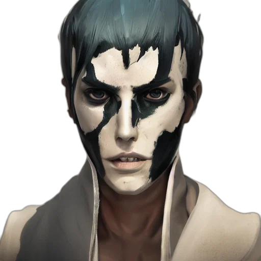 face, mask, staff, concept art, fantasy art, comic book art, photorealistic, dark transparent PNG cut-out
