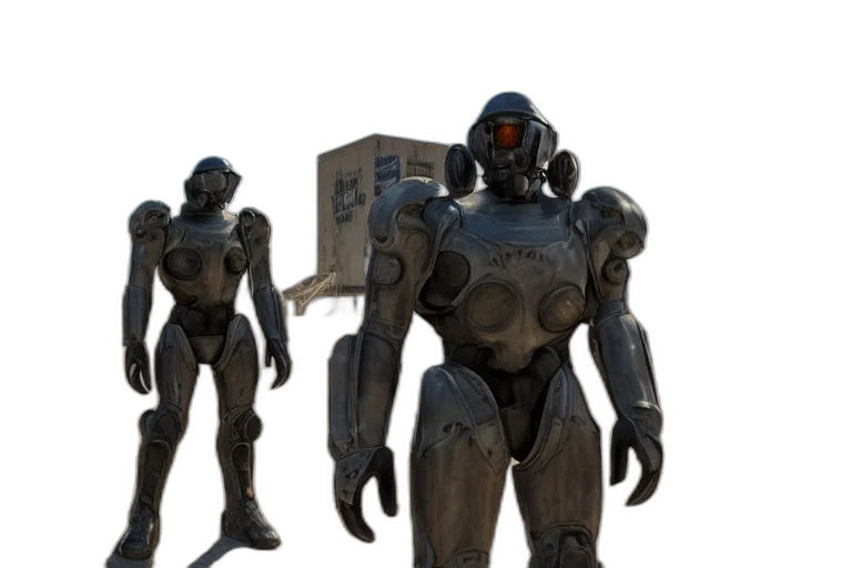 robot, concept art, 3d render, cyberpunk transparent PNG cut-out