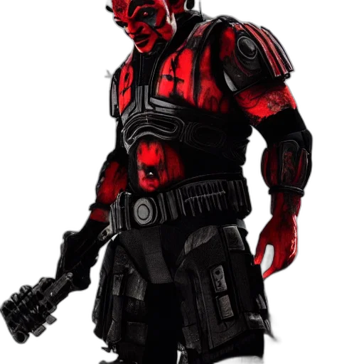 concept art, comic book art, 3d render, red transparent PNG cut-out