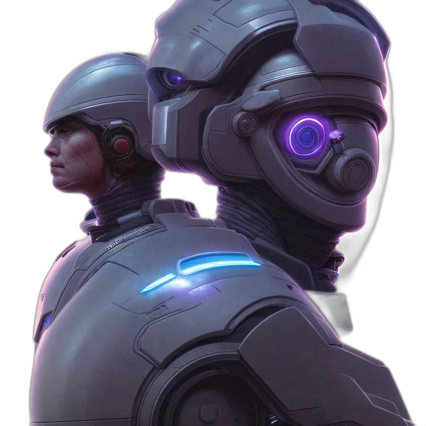 robot, face, mask, staff transparent PNG cut-out