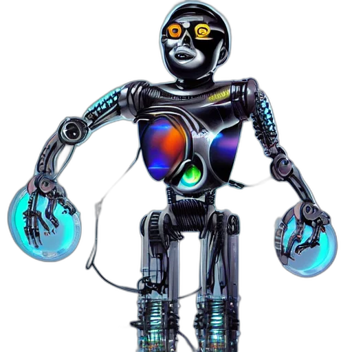 robot, 3d render, concept art, cyberpunk transparent PNG cut-out