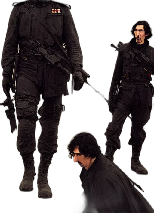 weapon, staff, jacket, concept art, cyberpunk, comic book art, photorealistic, painting transparent PNG cut-out