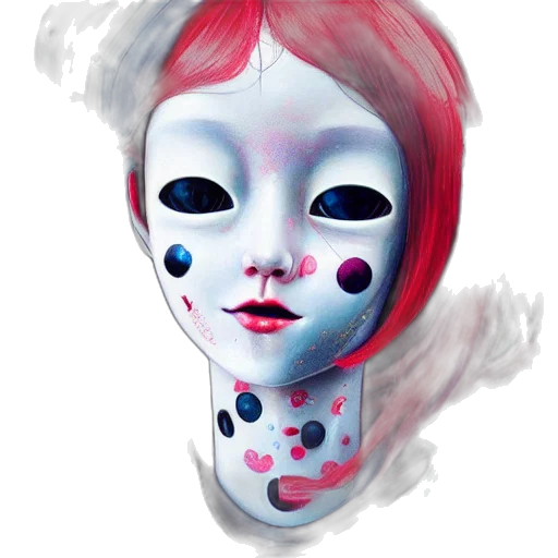 mask, face, robot, creature, concept art, fantasy art, watercolor, photorealistic transparent PNG cut-out