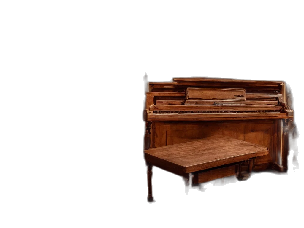 furniture, 3d render, photorealistic, room, one, old, wooden, piano transparent PNG cut-out