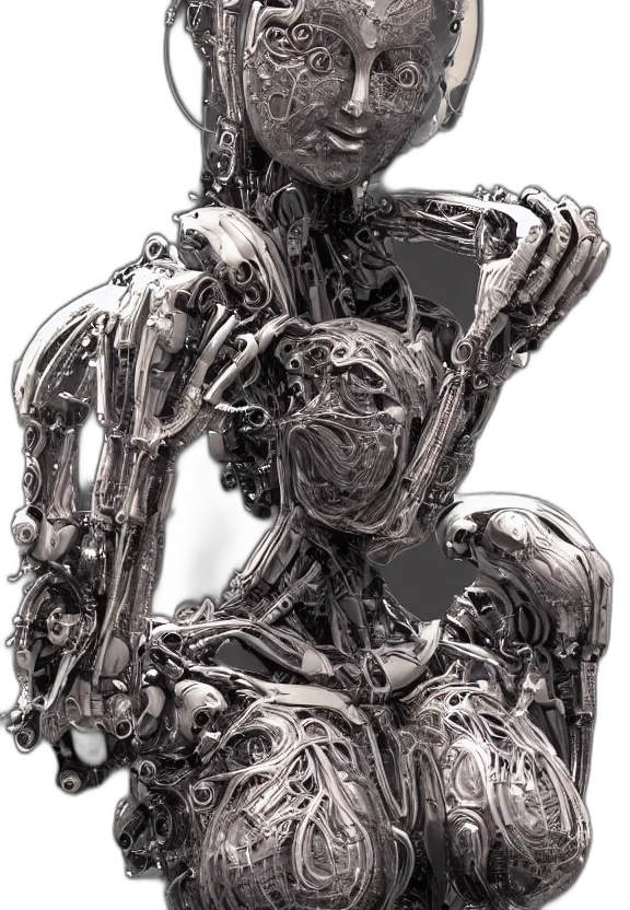 robot, dress, face, jewelry, cyberpunk, concept art, 3d render, comic book art transparent PNG cut-out