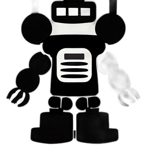 robot, staff, 3d render, concept art, cartoon, pixel art, monochrome, dream transparent PNG cut-out