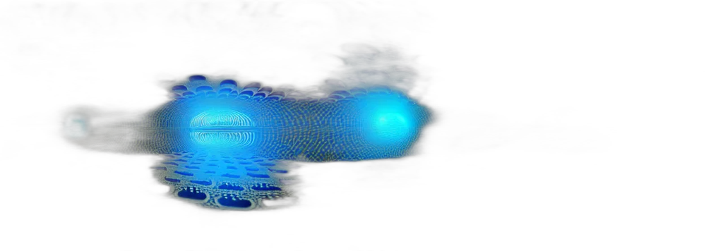 robot, weapon, staff, sword, 3d render, photorealistic, blue, fractal transparent PNG cut-out
