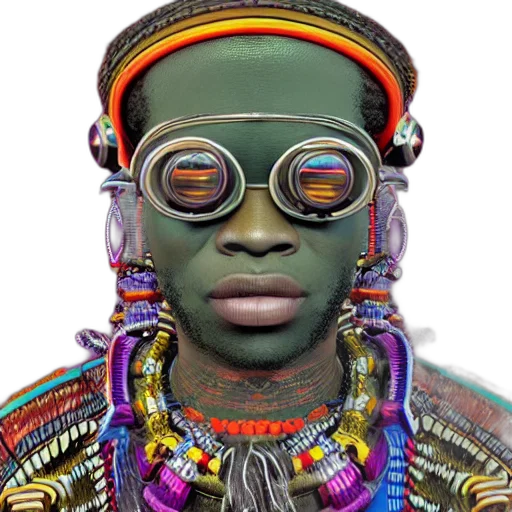 face, mask, animal, jewelry, photorealistic, 3d render, concept art, cyberpunk transparent PNG cut-out