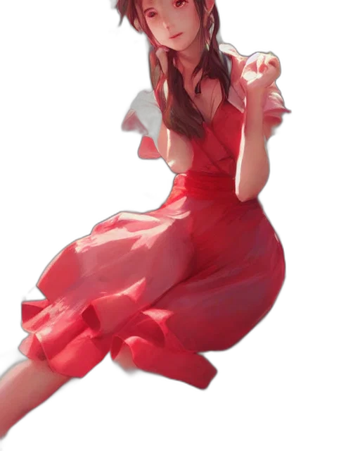 dress, bottle, 3d render, concept art, photorealistic, fantasy art, red, aerith transparent PNG cut-out