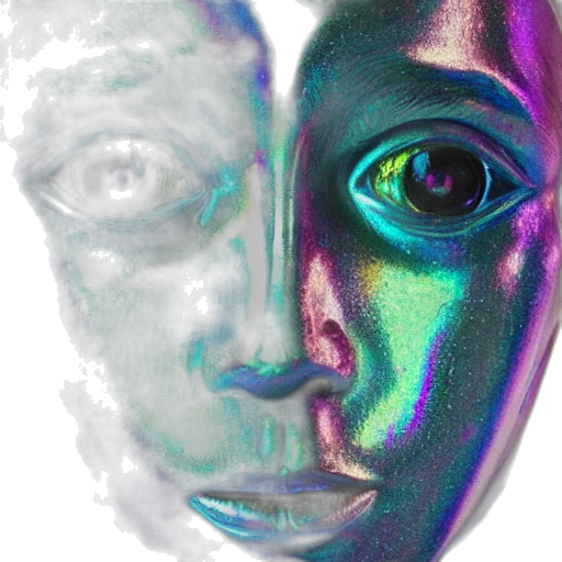 mask, face, robot, creature, 3d render, photorealistic, vaporwave, concept art transparent PNG cut-out