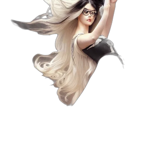 hair, dress, staff, dragon transparent PNG cut-out