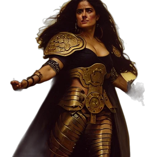 fantasy art, concept art, comic book art, photorealistic, golden, portrait, salma, hayek transparent PNG cut-out