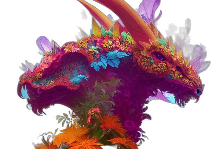 dragon, mask, crown, creature, fantasy art, 3d render, concept art, photorealistic transparent PNG cut-out