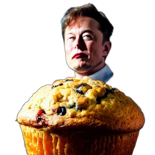 food, face, photo, elon, musk, muffin, costume, highly transparent PNG cut-out