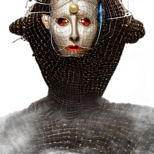 mask, face, robot, jewelry, concept art, cyberpunk, photorealistic, fantasy art transparent PNG cut-out