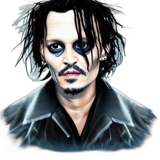 face, photorealistic, comic book art, cartoon, fantasy art, portrait, johnny, depp transparent PNG cut-out